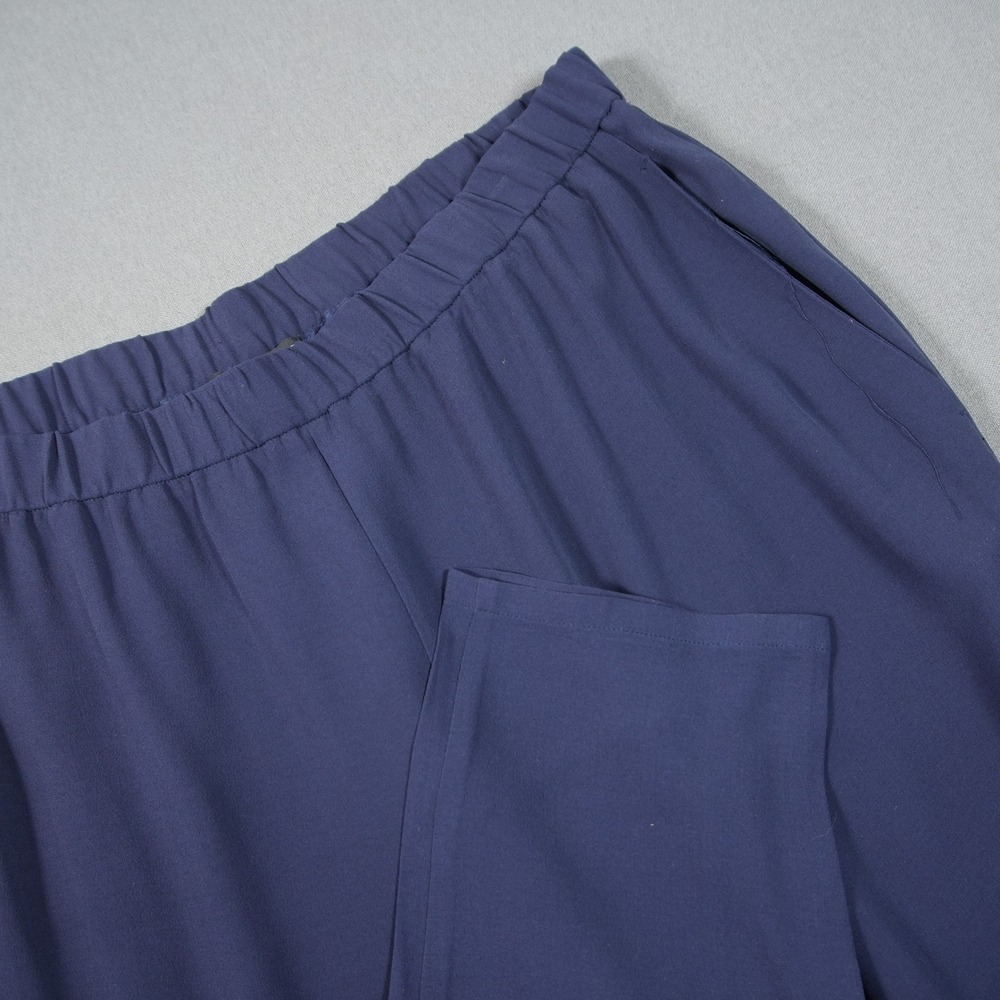 Eileen Fisher Silk Crepe Elastic Waist Pocket Women Pants M Office Business Boho